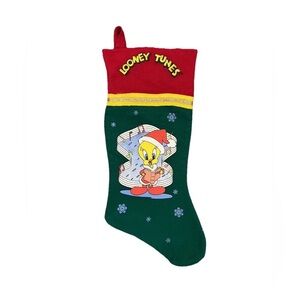 Vintage Tweety Bird Christmas Stocking Looney Tunes Holiday Caroling Felt 90s